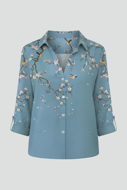 Elena | Floral Print Blouse with Button Closure