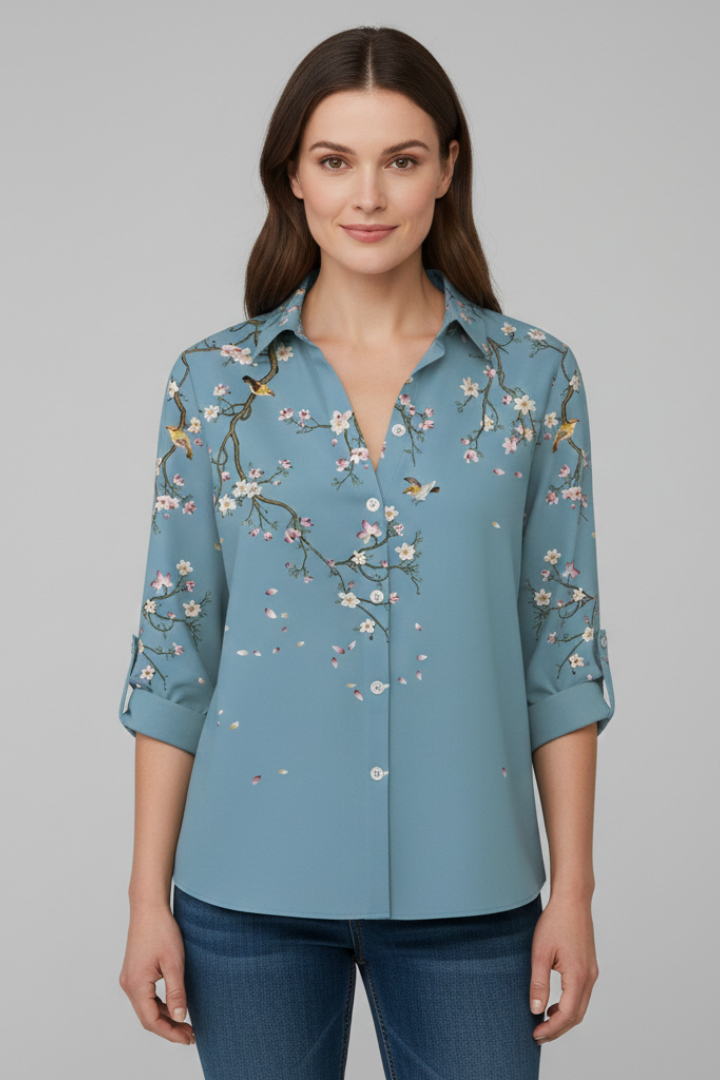 Elena | Floral Print Blouse with Button Closure