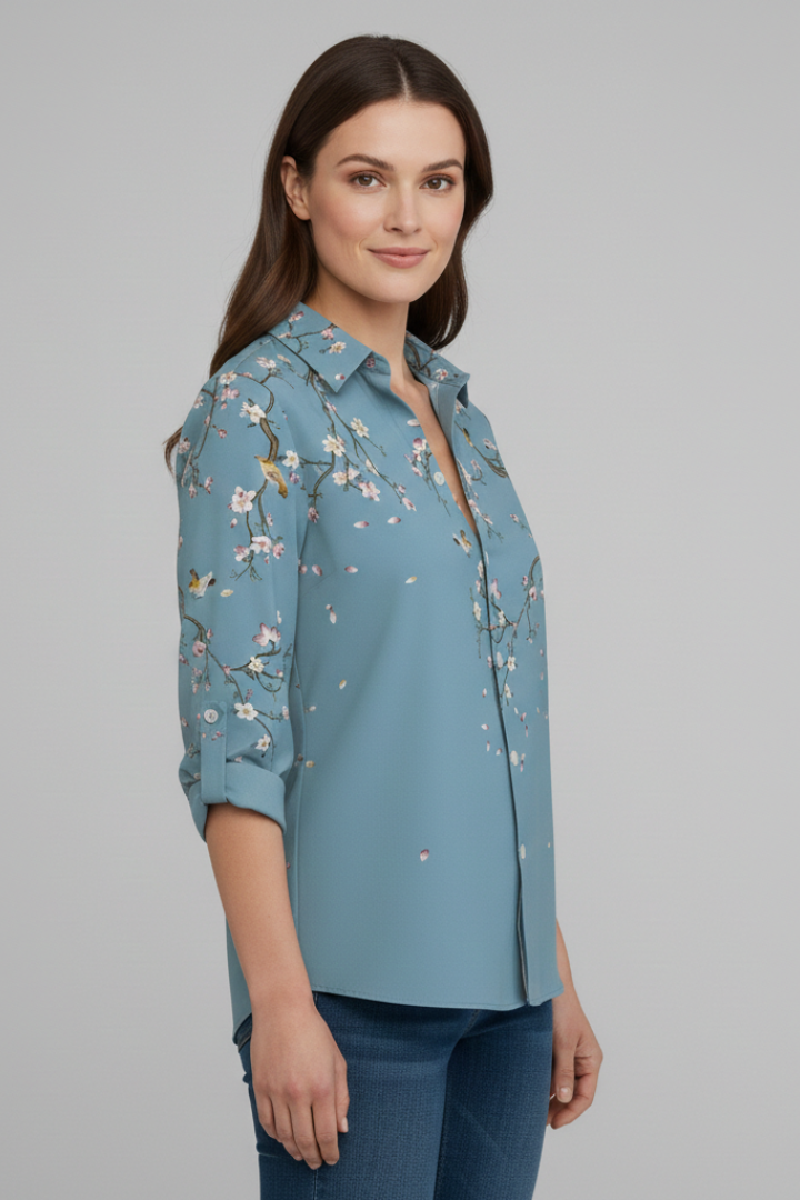 Elena | Floral Print Blouse with Button Closure