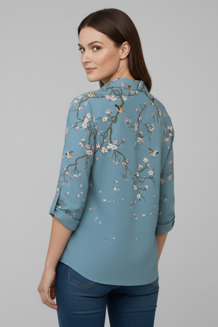 Elena | Floral Print Blouse with Button Closure