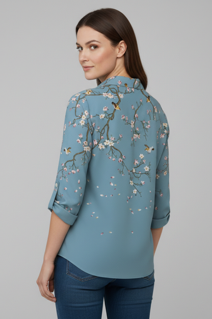 Elena | Floral Print Blouse with Button Closure
