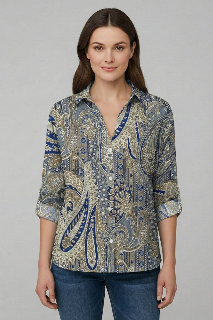 Elena | Floral Print Blouse with Button Closure