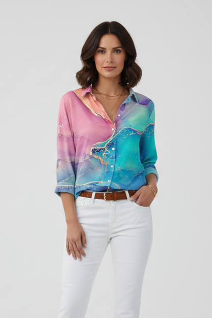 Elena | Floral Print Blouse with Button Closure