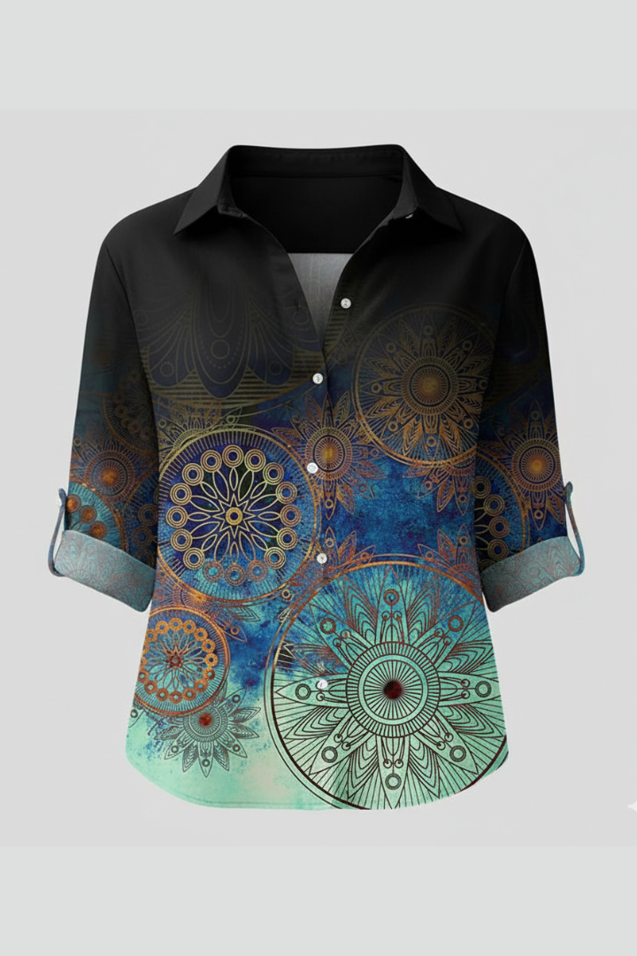 Lila | Mandala Print Blouse with Button Closure