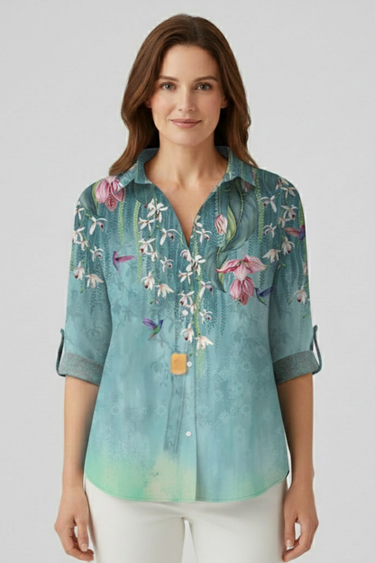 Lila | Mandala Print Blouse with Button Closure