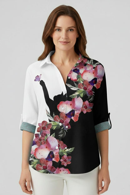 Lila | Mandala Print Blouse with Button Closure