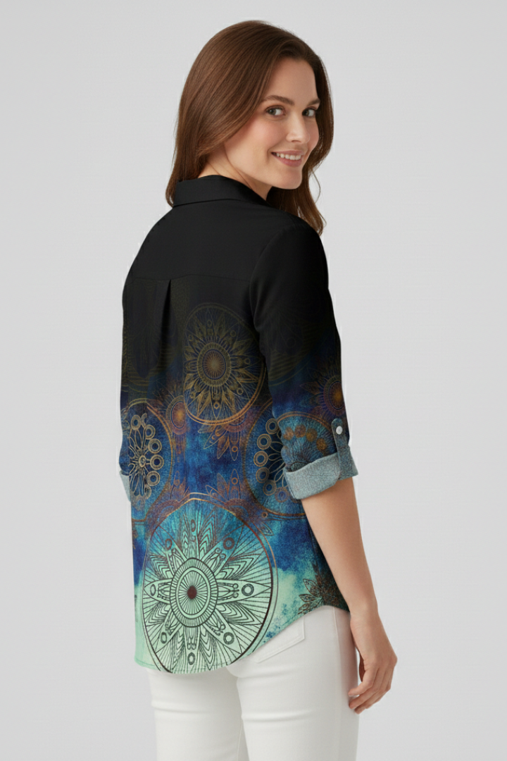 Lila | Mandala Print Blouse with Button Closure