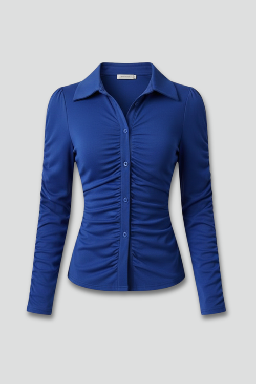 Lila | Ruched Front Blouse with Button Fastening