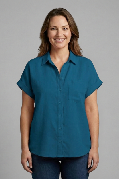 Lena | Chic Button-Up Short Sleeve Blouse