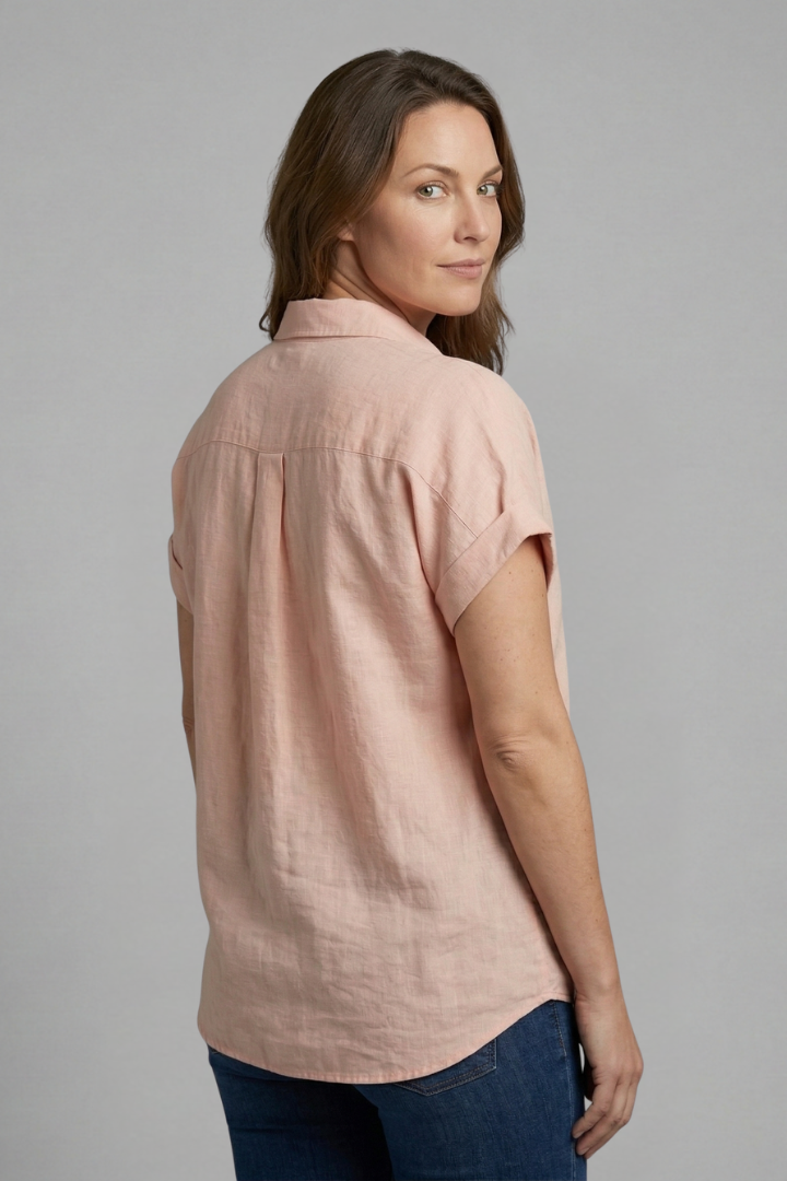 Lena | Chic Button-Up Short Sleeve Blouse