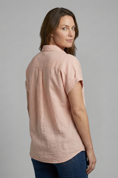 Lena | Chic Button-Up Short Sleeve Blouse