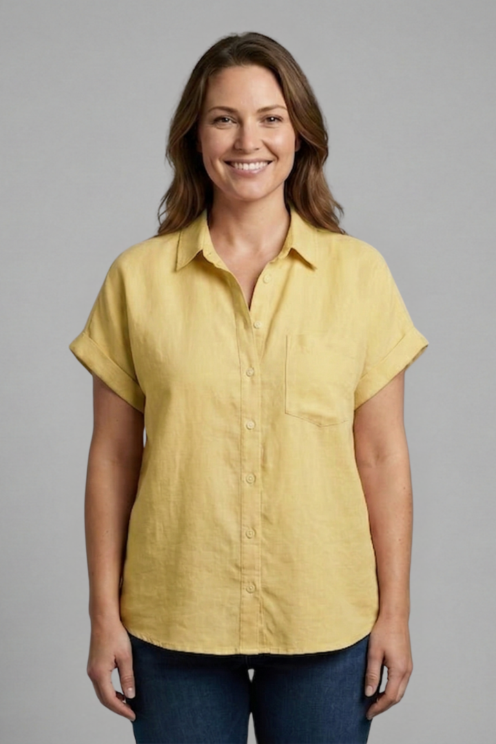 Lena | Chic Button-Up Short Sleeve Blouse