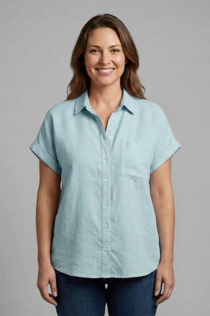 Lena | Chic Button-Up Short Sleeve Blouse