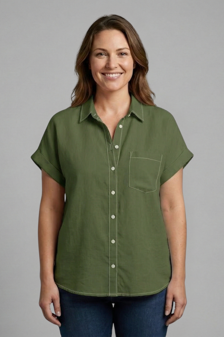 Lena | Chic Button-Up Short Sleeve Blouse
