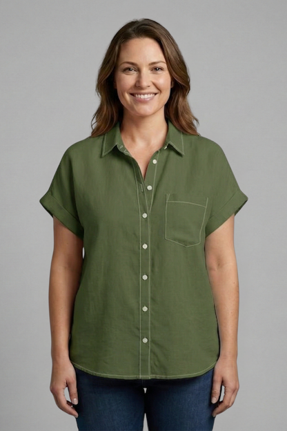 Lena | Chic Button-Up Short Sleeve Blouse