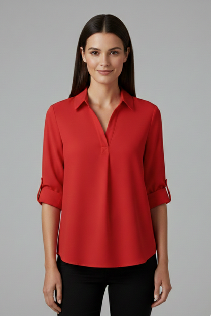 Lila | Tailored Blouse with Collar and Button Closure