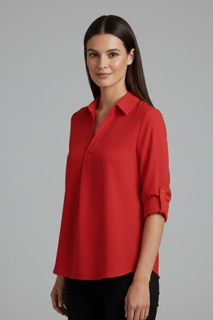 Lila | Tailored Blouse with Collar and Button Closure