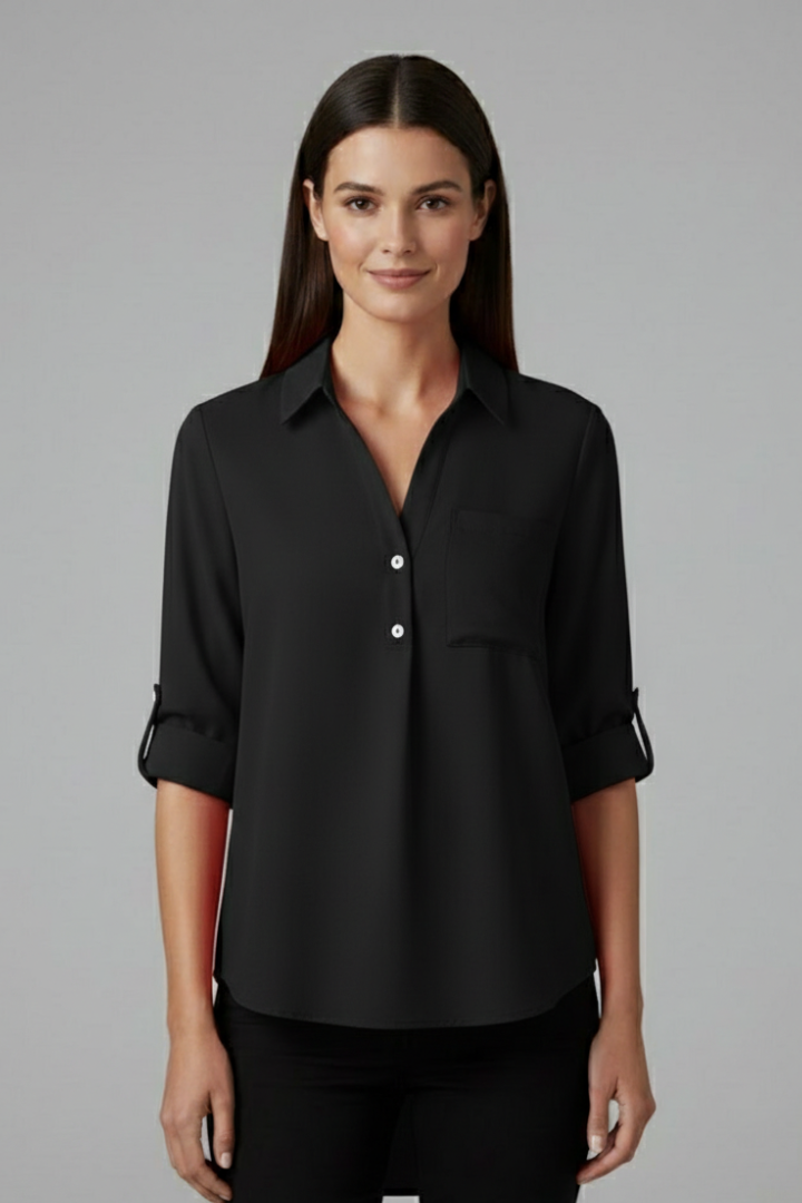 Lila | Tailored Blouse with Collar and Button Closure