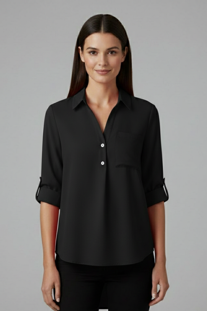 Lila | Tailored Blouse with Collar and Button Closure