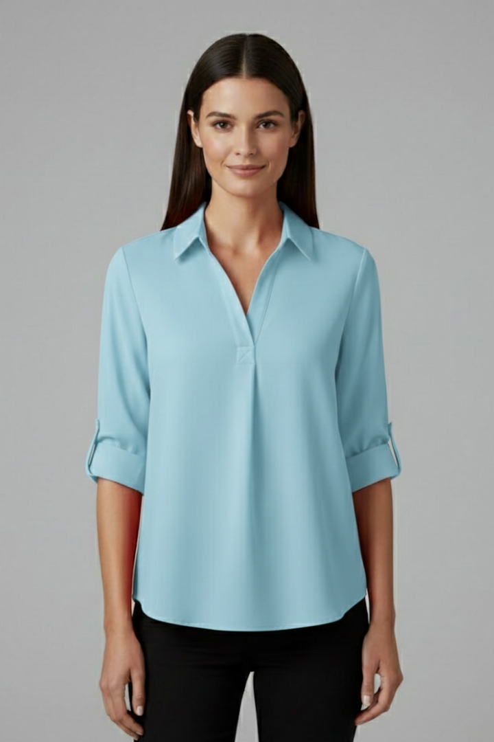 Lila | Tailored Blouse with Collar and Button Closure