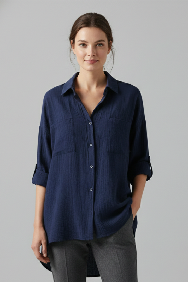 Isla | Chic Collared Blouse with Button Fastening