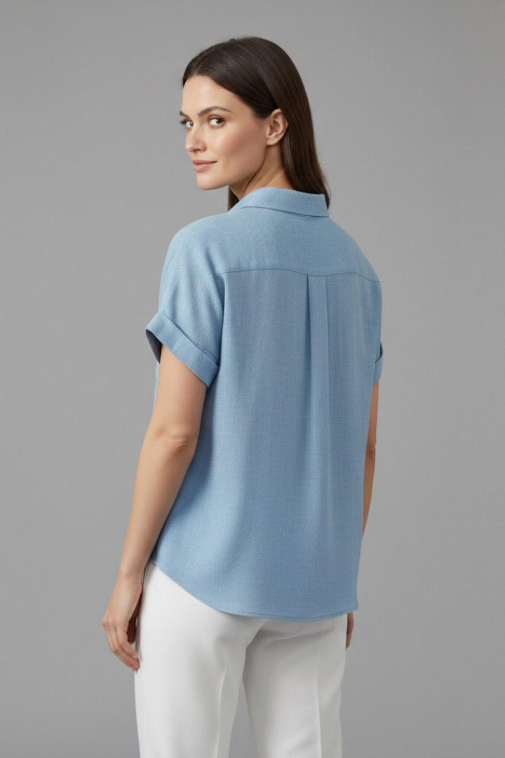 Lila | Elegant Collared Short Sleeve Blouse