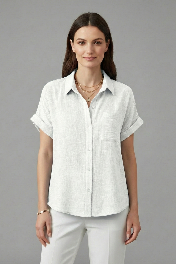 Lila | Elegant Collared Short Sleeve Blouse