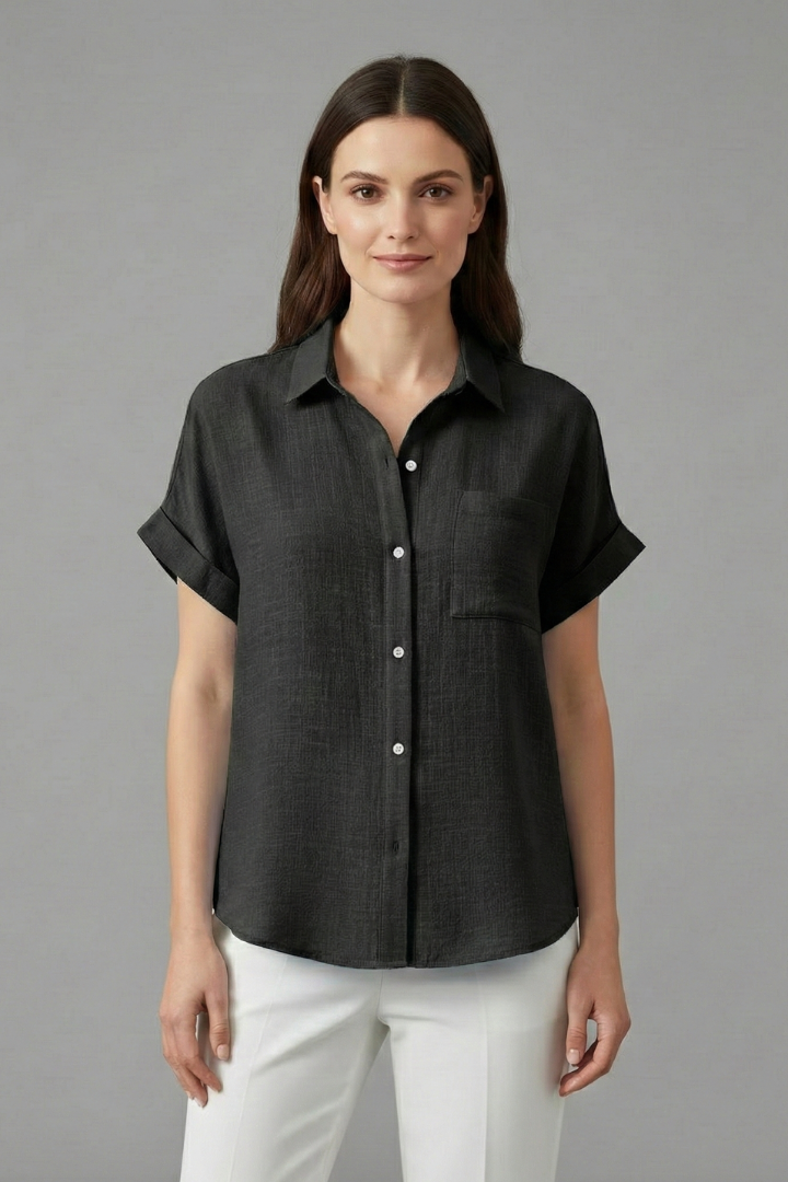 Lila | Elegant Collared Short Sleeve Blouse