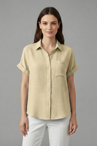 Lila | Elegant Collared Short Sleeve Blouse
