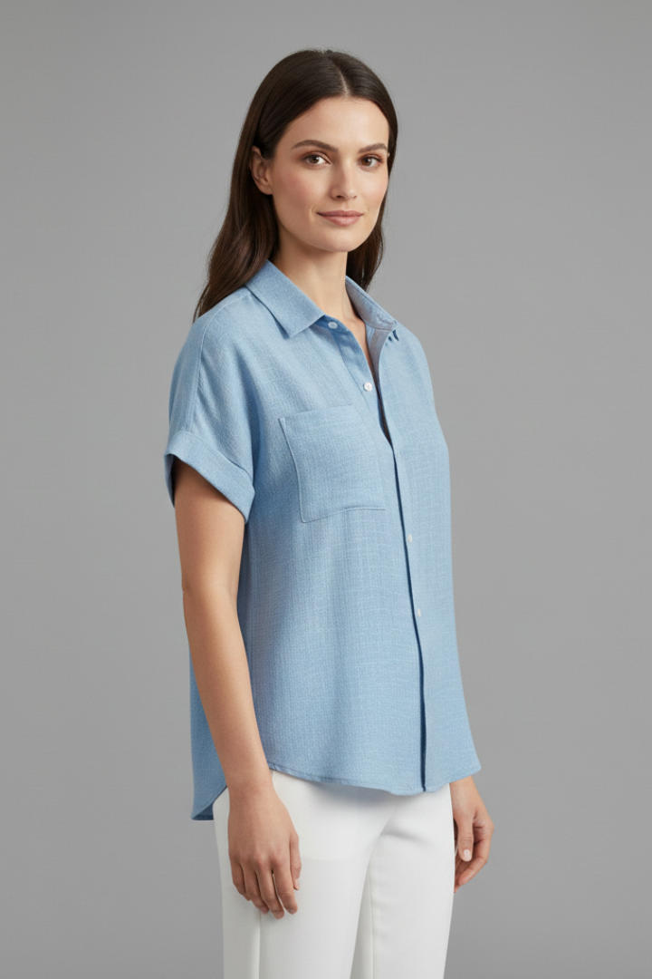 Lila | Elegant Collared Short Sleeve Blouse