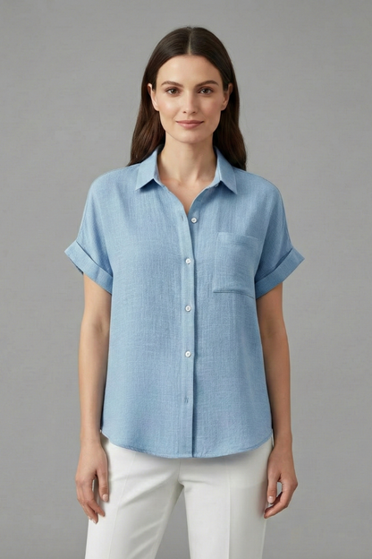 Lila | Elegant Collared Short Sleeve Blouse