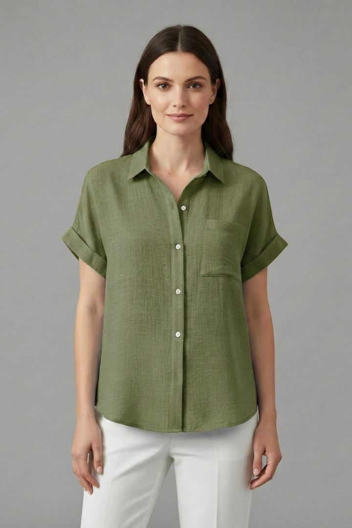 Lila | Elegant Collared Short Sleeve Blouse