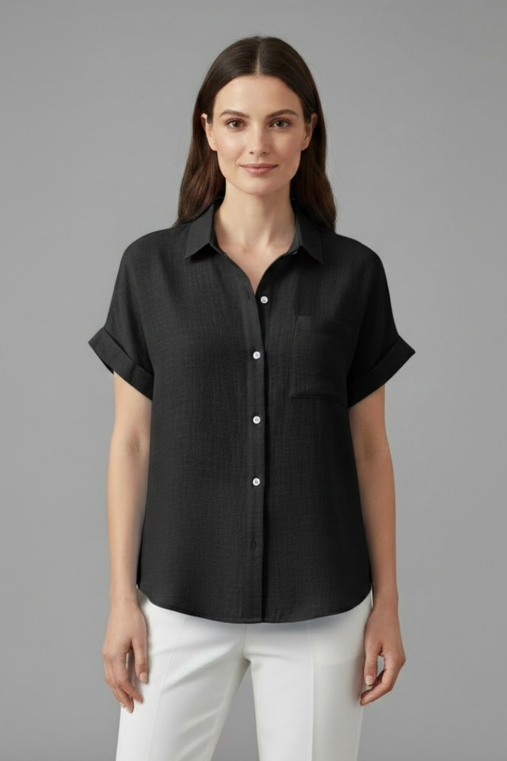 Lila | Elegant Collared Short Sleeve Blouse