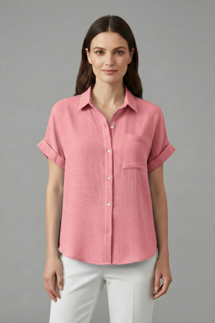 Lila | Elegant Collared Short Sleeve Blouse