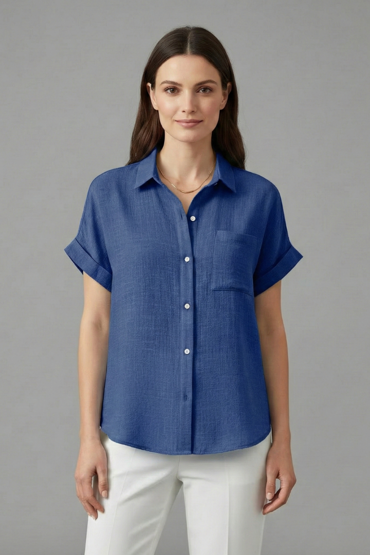Lila | Elegant Collared Short Sleeve Blouse