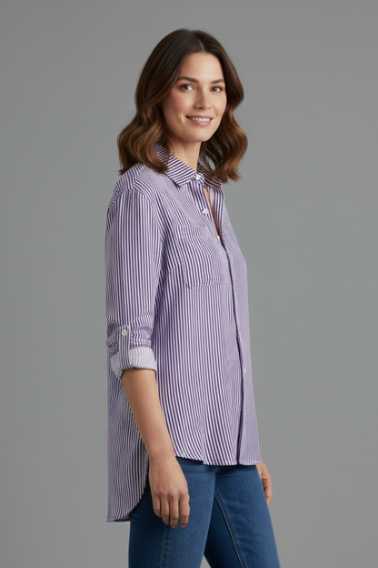 Lila | Collared Stripe Blouse