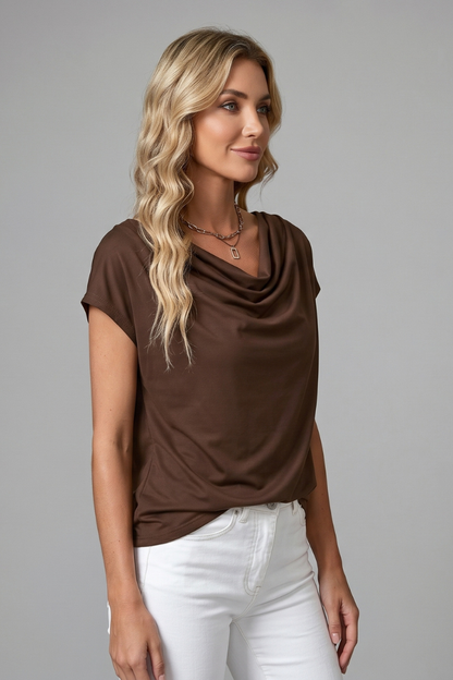Lena | Cowl Neck Draped Blouse