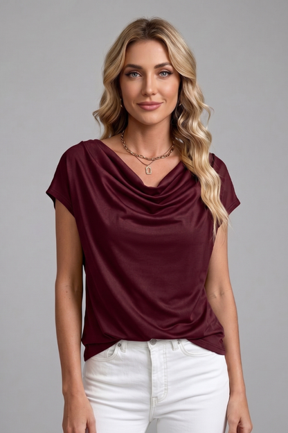 Lena | Cowl Neck Draped Blouse