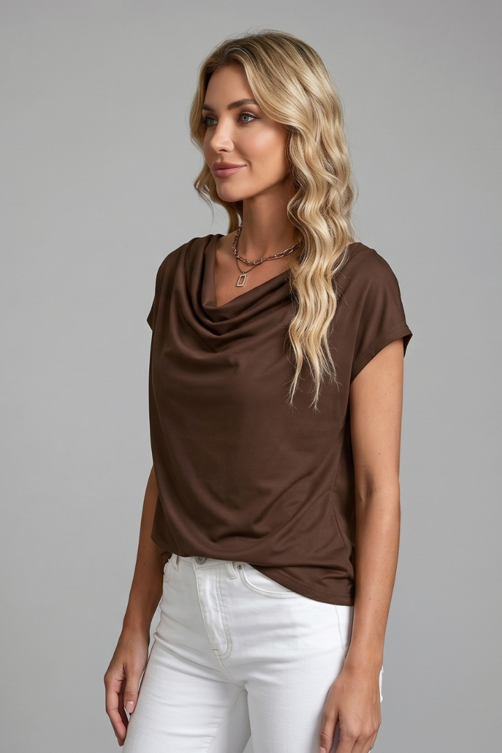 Lena | Cowl Neck Draped Blouse