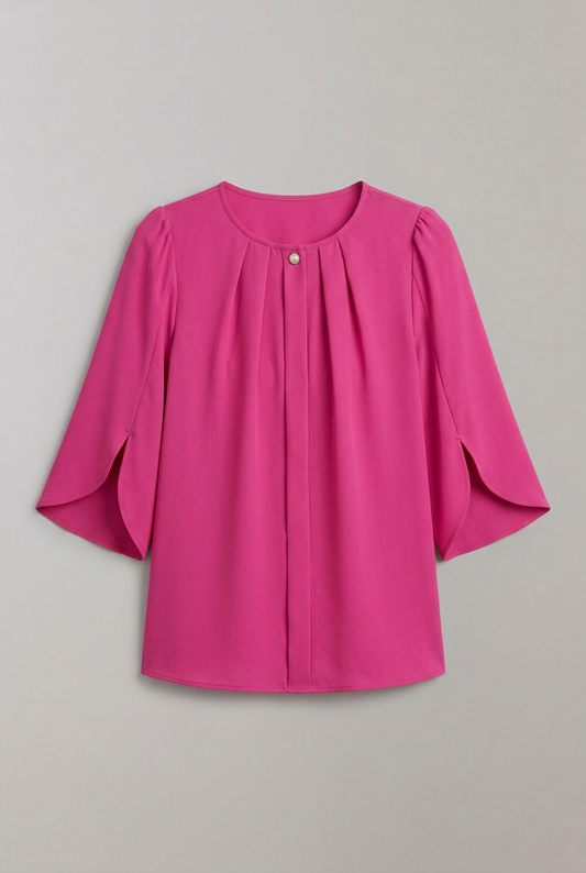 Lena | Pleated Front Blouse with Split Sleeves