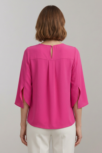 Lena | Pleated Front Blouse with Split Sleeves
