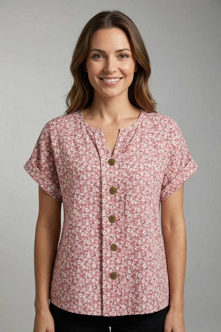 Elena | Chic Round Neck Blouse