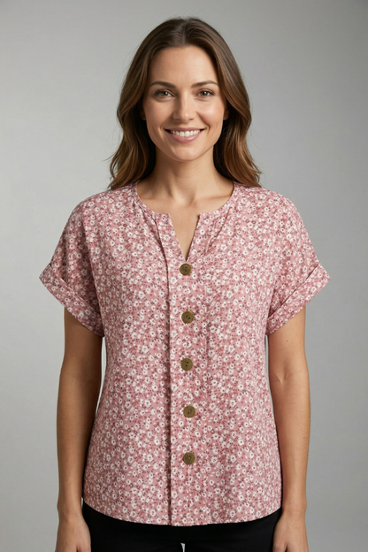 Elena | Chic Round Neck Blouse