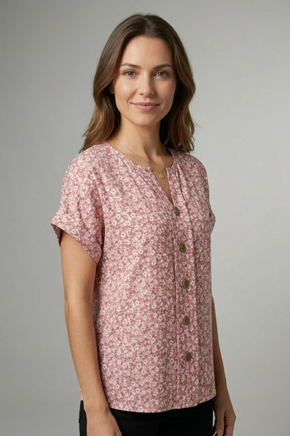 Elena | Chic Round Neck Blouse