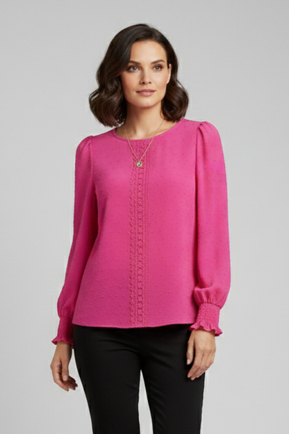 Lila | Embroidered Round Neck Blouse