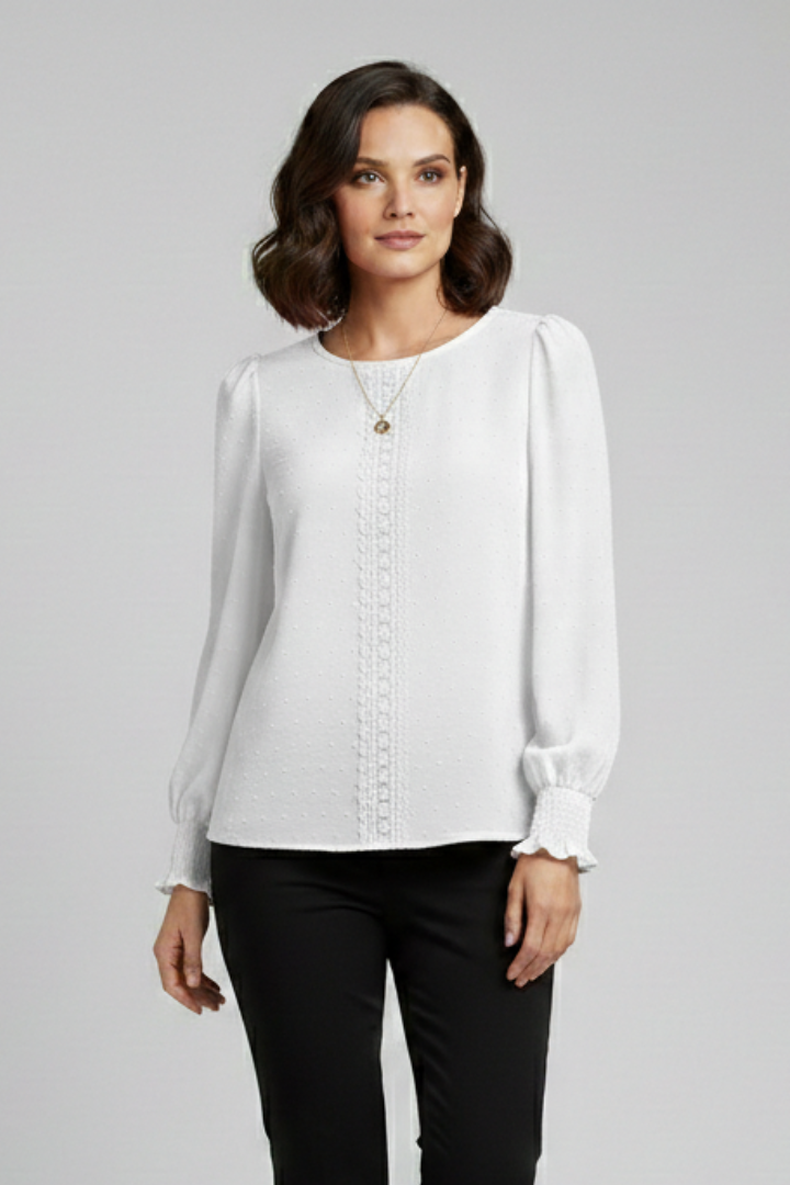 Lila | Embroidered Round Neck Blouse