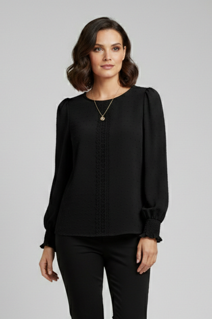 Lila | Embroidered Round Neck Blouse