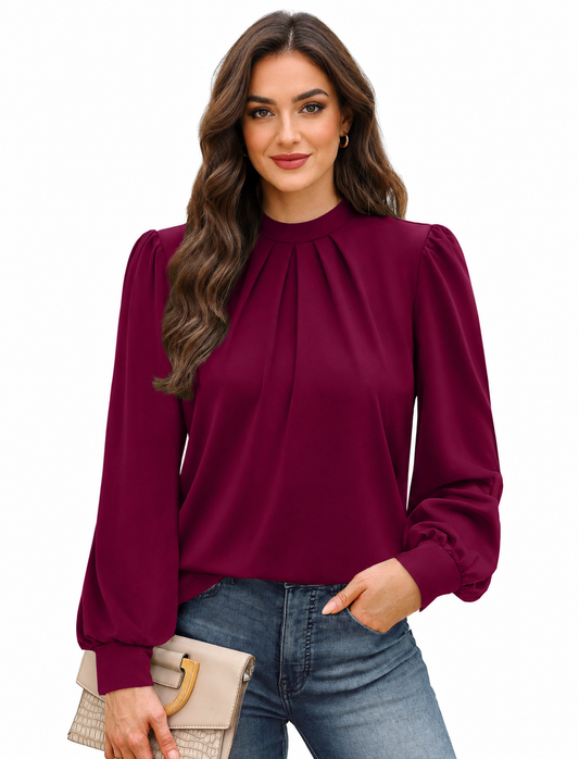Livia | High Neck Puff Sleeve Blouse