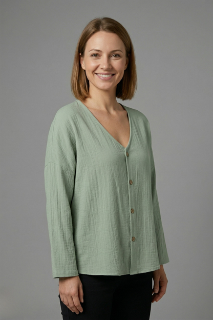 Lila | V-Neck Button Blouse