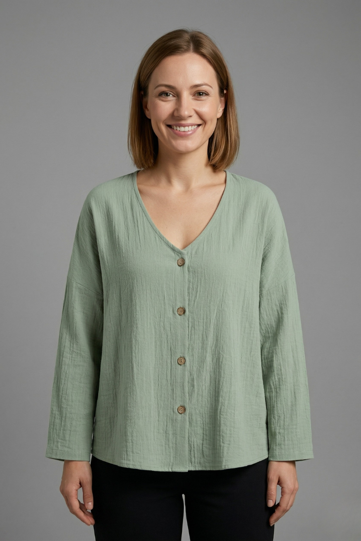 Lila | V-Neck Button Blouse